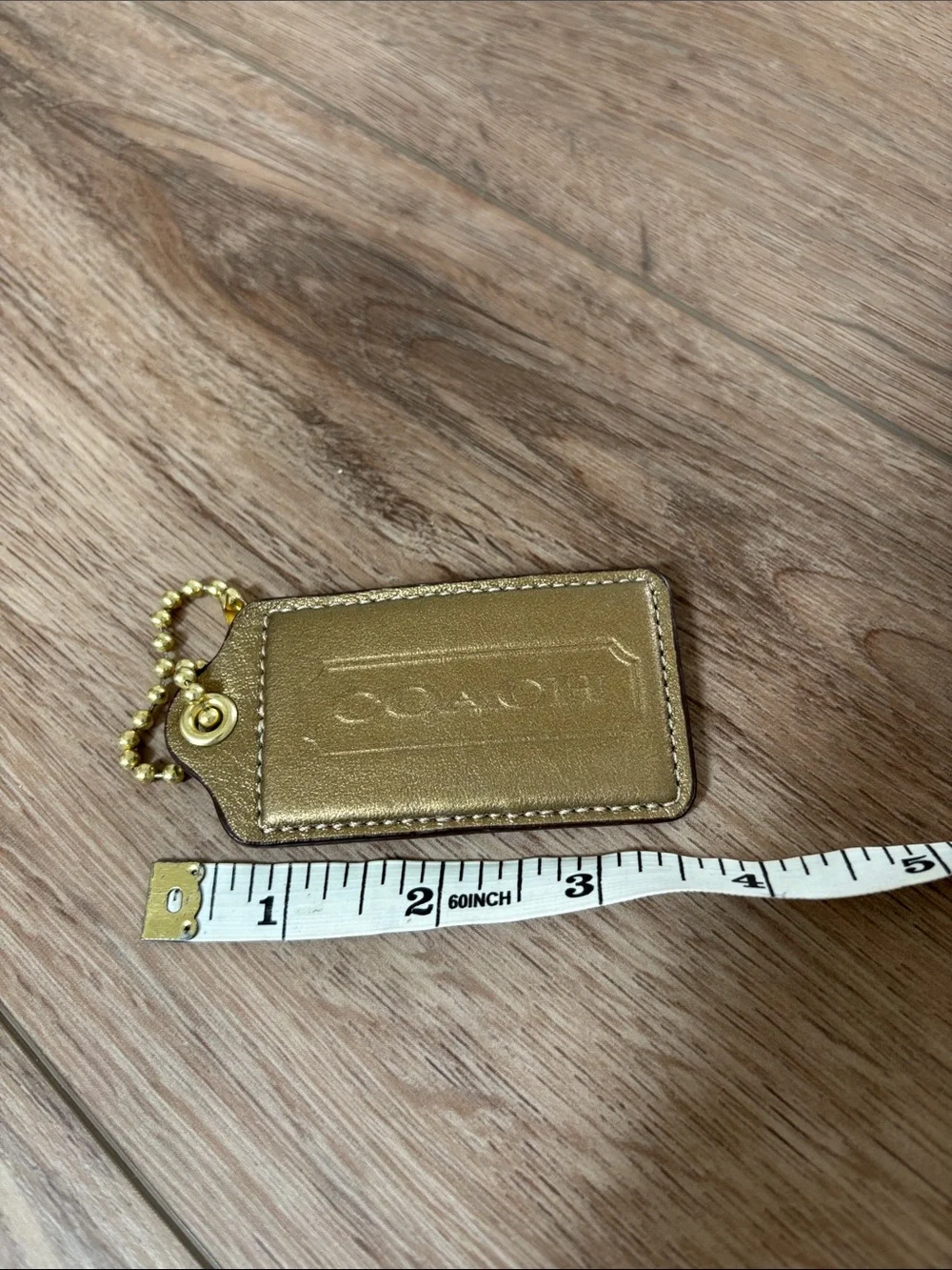 Coach Vintage Y2K Authentic Large Metallic Gold Leather Hangtag Key Tag